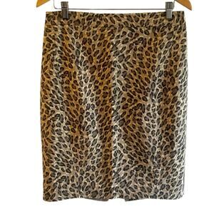 Loft Cheetah Leopard Print Pencil Skirt Size 6